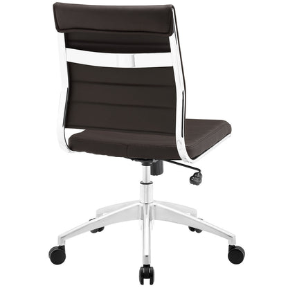 Jive Armless Mid Back Office Chair, Brown Faux Leather