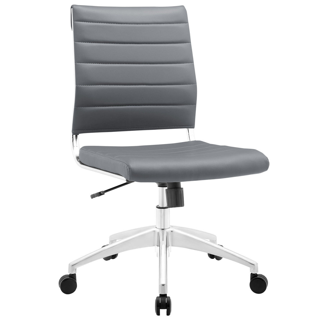 Jive Armless Mid Back Office Chair, Grey Faux Leather