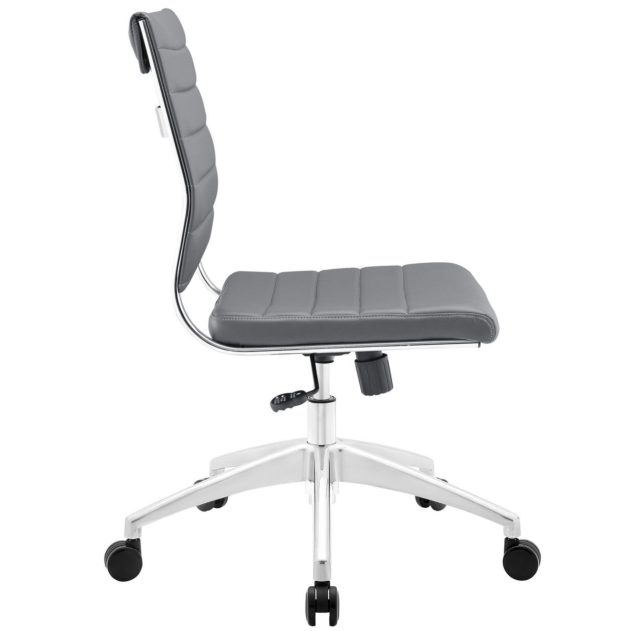 Jive Armless Mid Back Office Chair, Grey Faux Leather