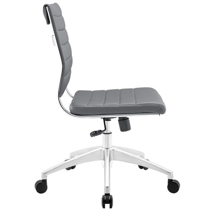 Jive Armless Mid Back Office Chair, Grey Faux Leather