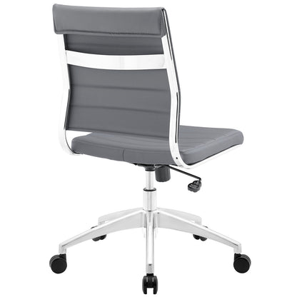 Jive Armless Mid Back Office Chair, Grey Faux Leather