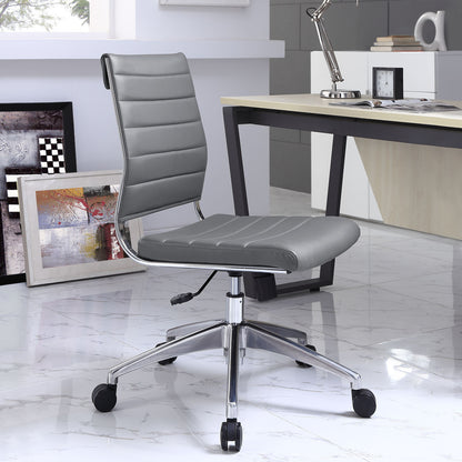 Jive Armless Mid Back Office Chair, Grey Faux Leather