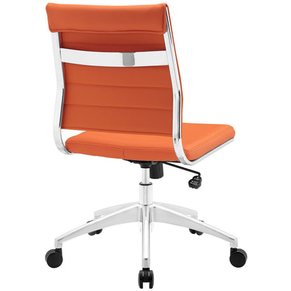 Jive Armless Mid Back Office Chair, Orange Faux Leather