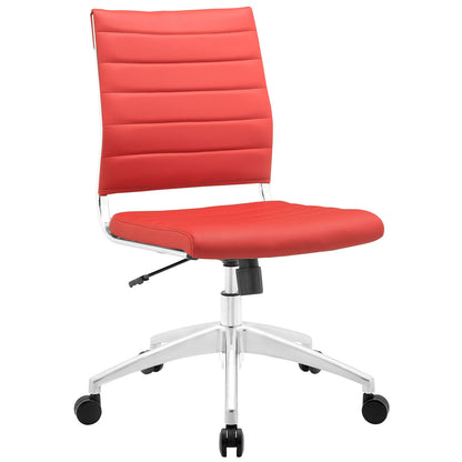 Jive Armless Mid Back Office Chair, Red Faux Leather