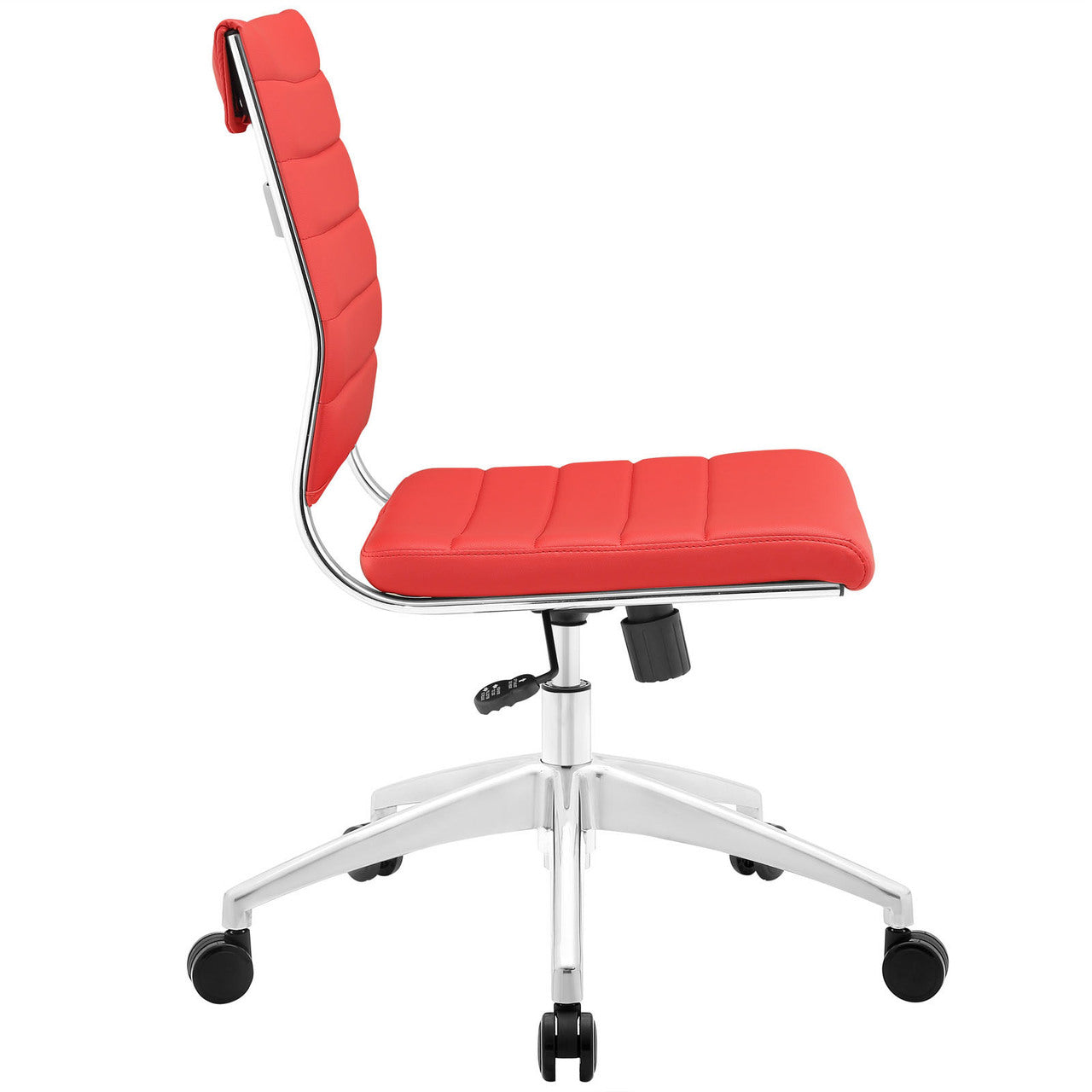 Jive Armless Mid Back Office Chair, Red Faux Leather