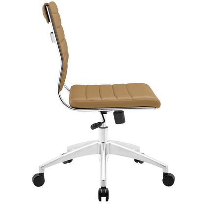 Jive Armless Mid Back Office Chair, Tan Faux Leather