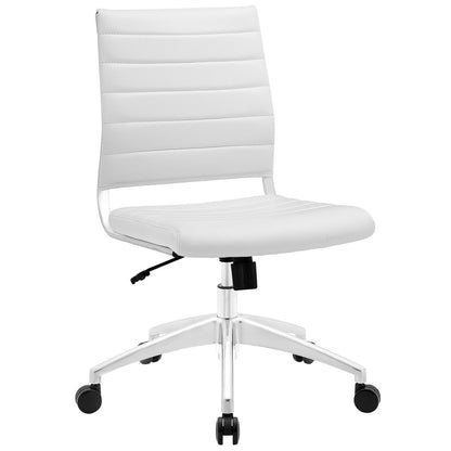 Jive Armless Mid Back Office Chair, White Faux Leather