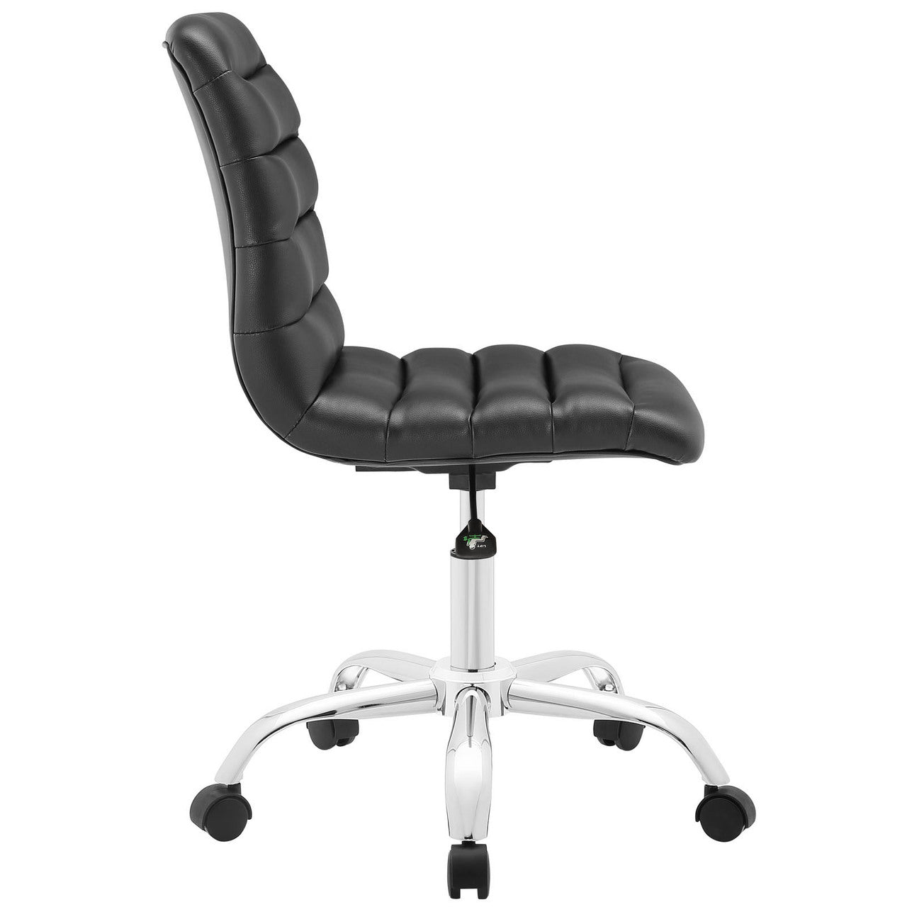 Ripple Mid Back Office Chair, Black Faux Leather