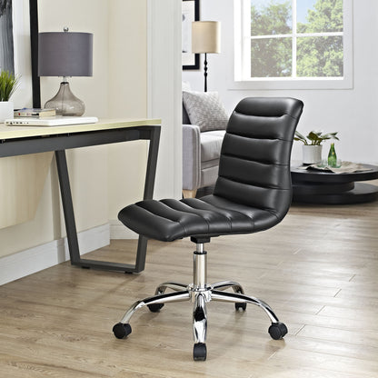 Ripple Mid Back Office Chair, Black Faux Leather