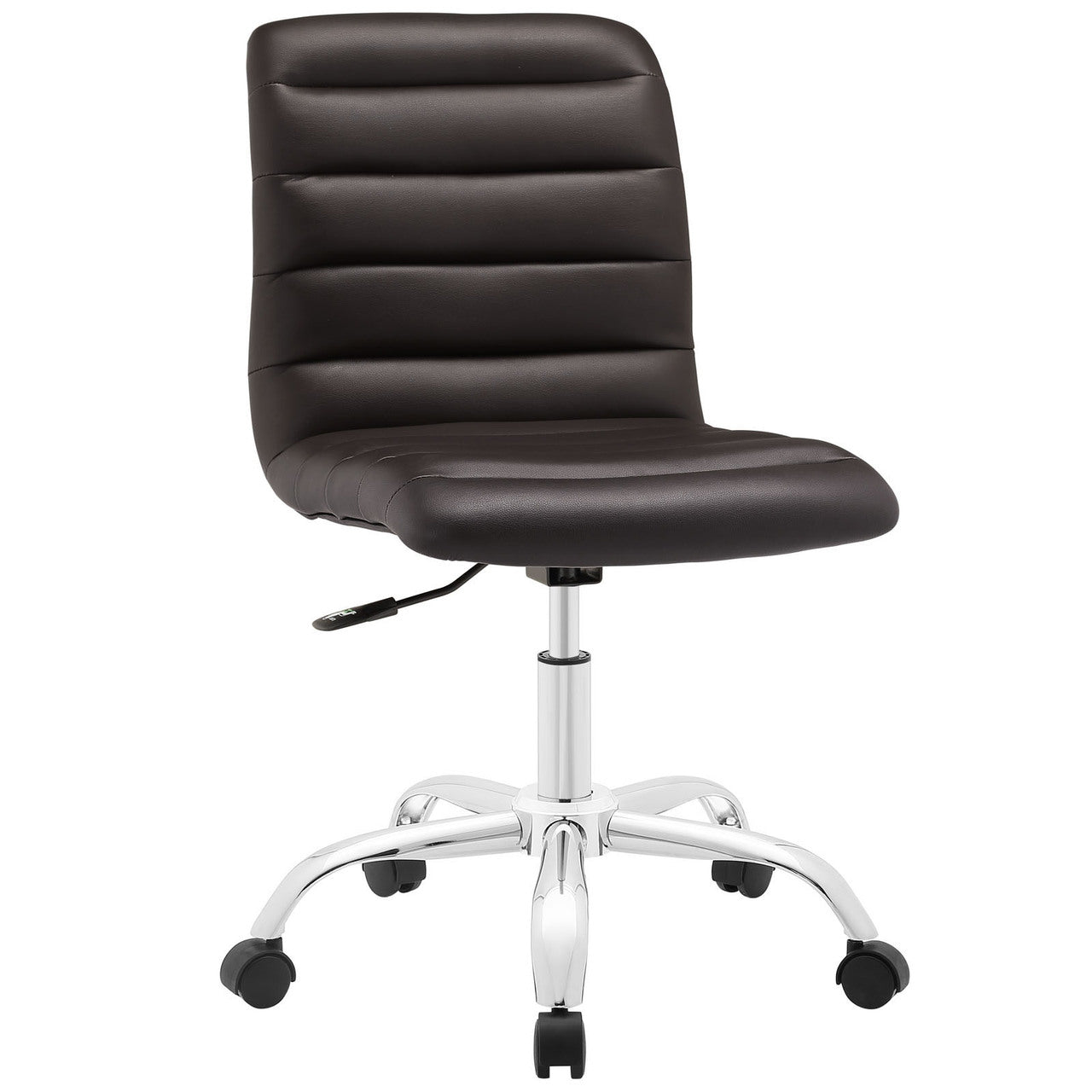 Ripple Mid Back Office Chair, Brown Faux Leather
