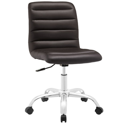 Ripple Mid Back Office Chair, Brown Faux Leather