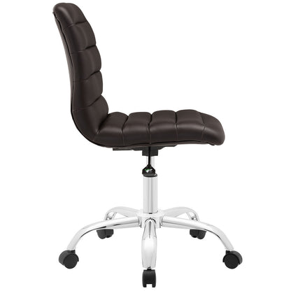 Ripple Mid Back Office Chair, Brown Faux Leather
