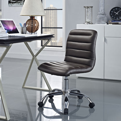 Ripple Mid Back Office Chair, Brown Faux Leather