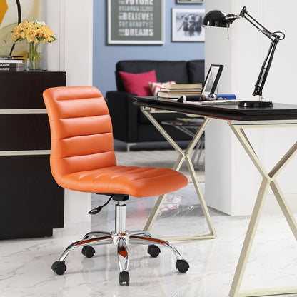 Ripple Mid Back Office Chair, Orange Faux Leather