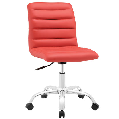 Ripple Mid Back Office Chair, Red Faux Leather