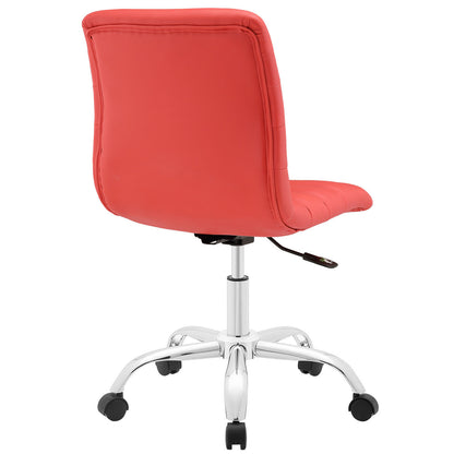Ripple Mid Back Office Chair, Red Faux Leather