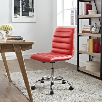 Ripple Mid Back Office Chair, Red Faux Leather
