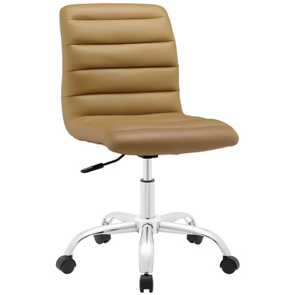 Ripple Mid Back Office Chair, Tan Faux Leather
