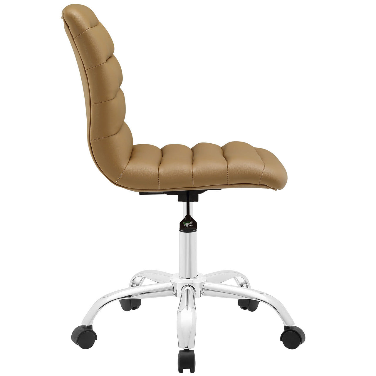 Ripple Mid Back Office Chair, Tan Faux Leather