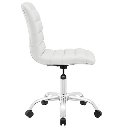 Ripple Mid Back Office Chair, White Faux Leather