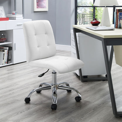 Prim Mid Back Office Chair, White Faux Leather