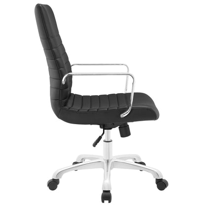 Finesse Mid Back Office Chair, Black Faux Leather