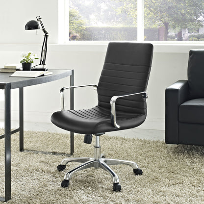 Finesse Mid Back Office Chair, Black Faux Leather