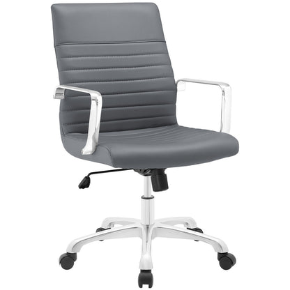 Finesse Mid Back Office Chair, Grey Faux Leather