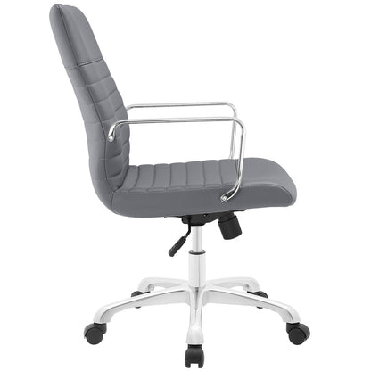 Finesse Mid Back Office Chair, Grey Faux Leather
