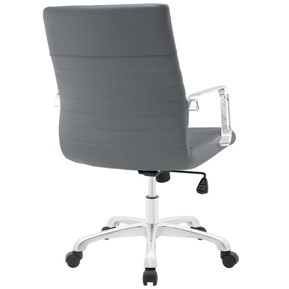 Finesse Mid Back Office Chair, Grey Faux Leather