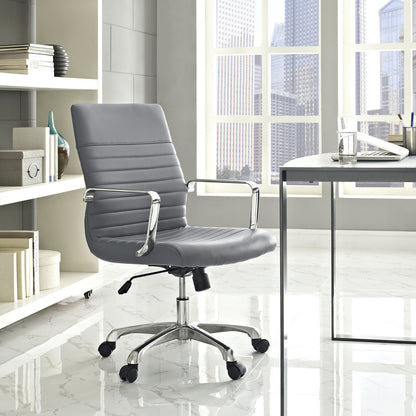Finesse Mid Back Office Chair, Grey Faux Leather