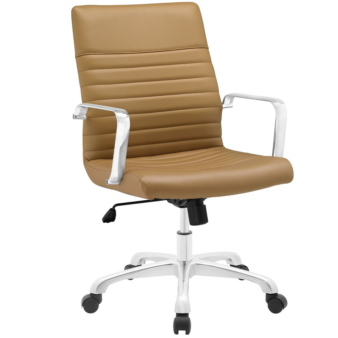 Finesse Mid Back Office Chair, Tan Faux Leather