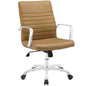 Finesse Mid Back Office Chair, Tan Faux Leather