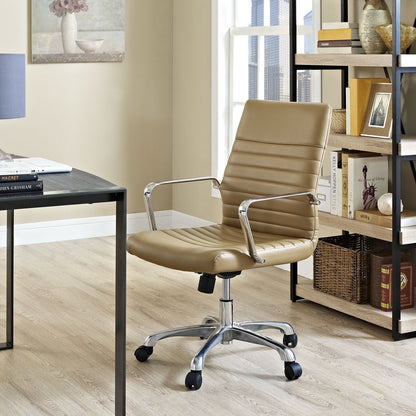 Finesse Mid Back Office Chair, Tan Faux Leather