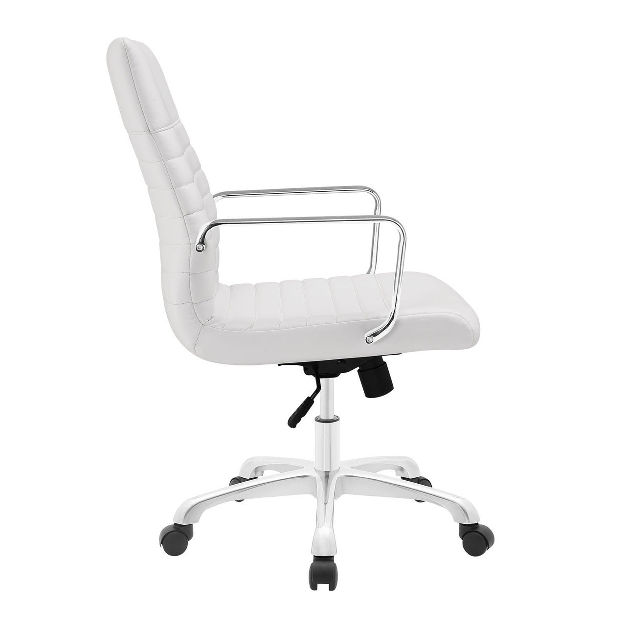 Finesse Mid Back Office Chair, White Faux Leather