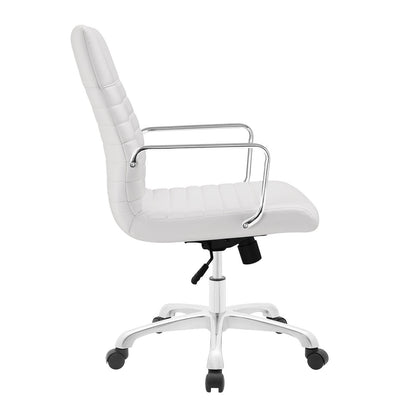 Finesse Mid Back Office Chair, White Faux Leather