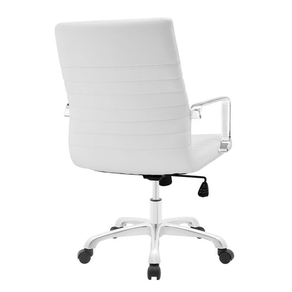 Finesse Mid Back Office Chair, White Faux Leather