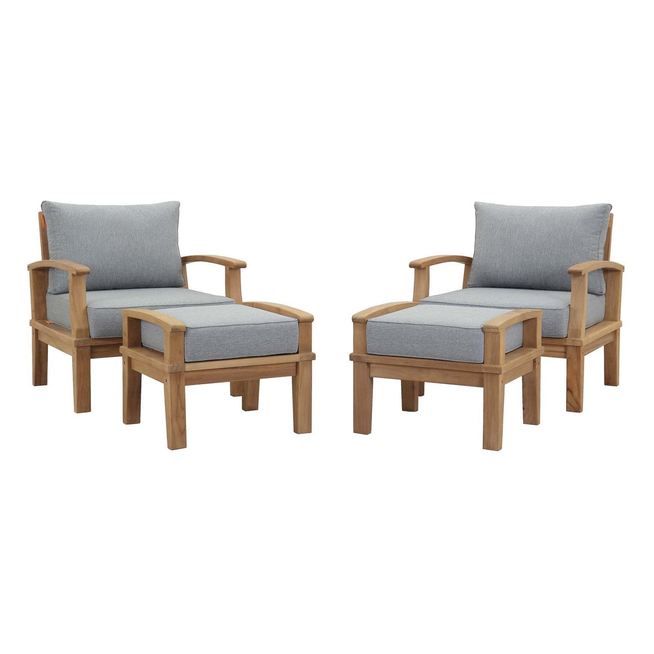 Marina 4 Piece Outdoor Patio Teak Set, Wood, Grey Gray Natural 13278