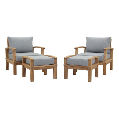 Marina 4 Piece Outdoor Patio Teak Set, Wood, Grey Gray Natural 13278