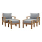 Marina 4 Piece Outdoor Patio Teak Set, Wood, Grey Gray Natural 13278