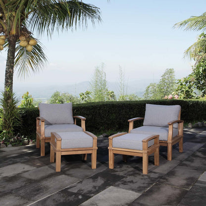 Marina 4 Piece Outdoor Patio Teak Set, Wood, Grey Gray Natural 13278