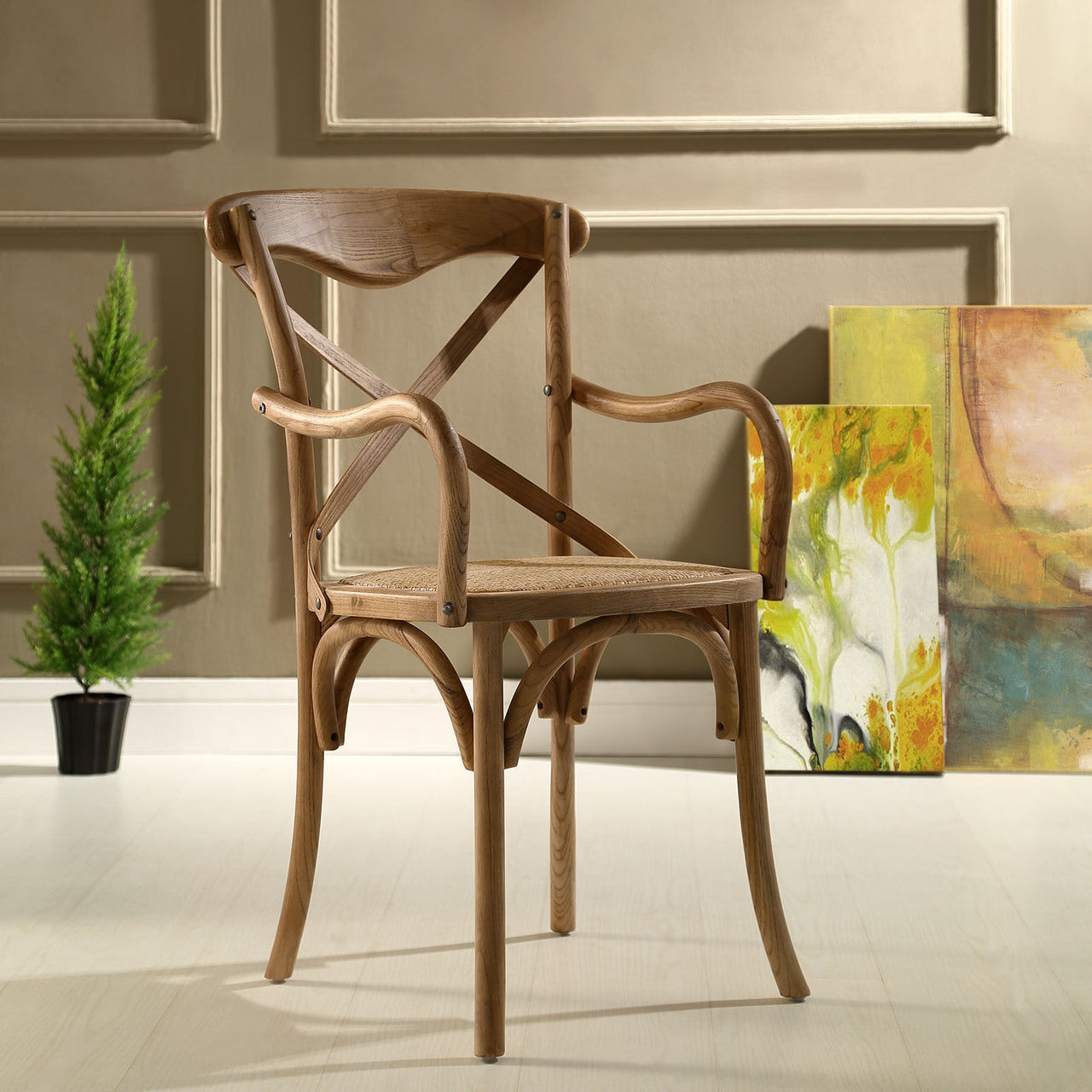 Gear Dining Armchair, Brown, Wood