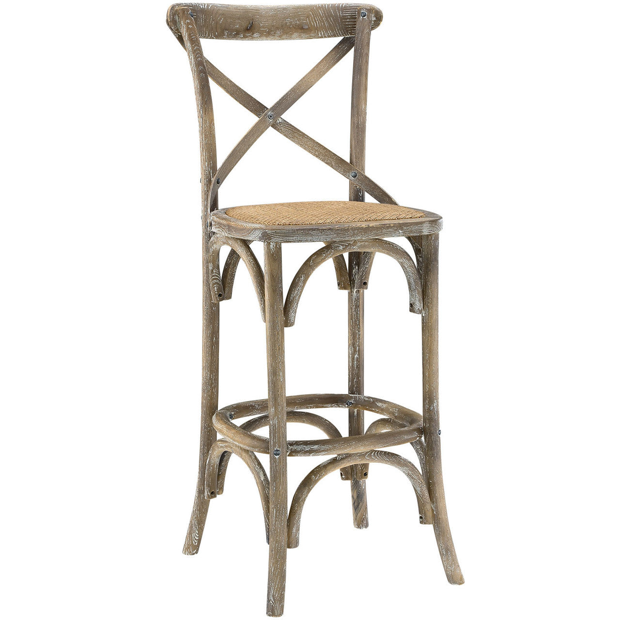Gear Bar Stool, Grey Wood