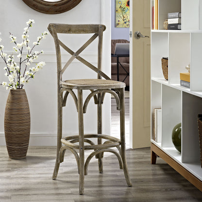Gear Bar Stool, Grey Wood