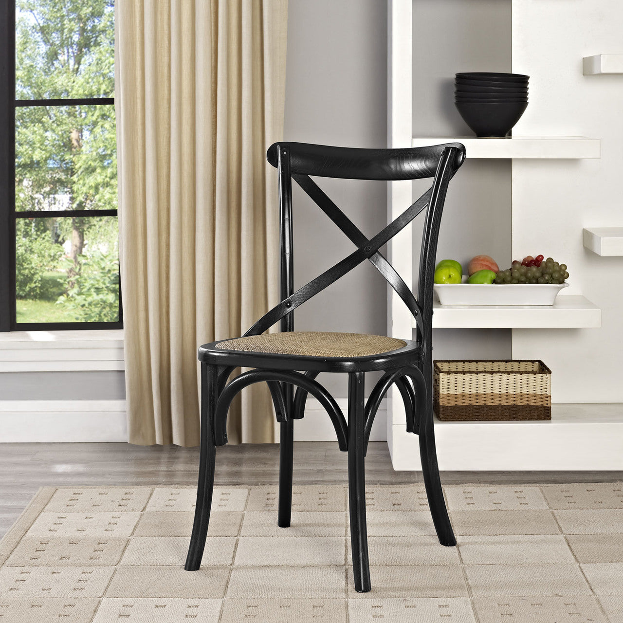 Gear Dining Side Chair, Black Wood