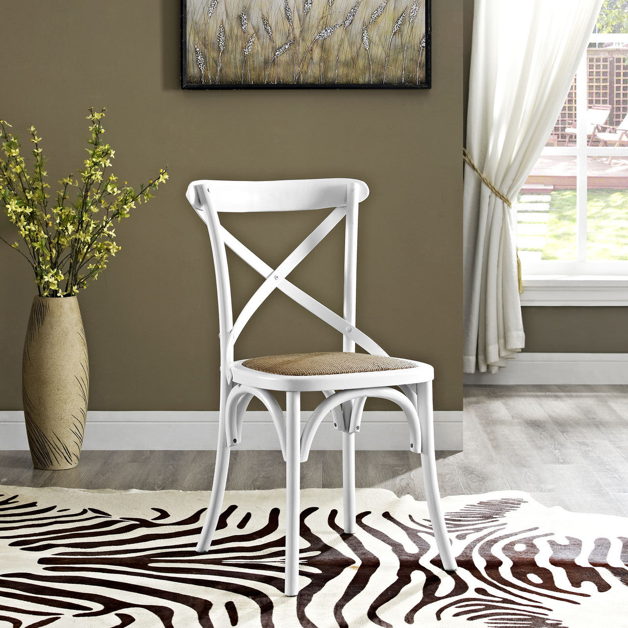 Gear Dining Side Chair, White Wood
