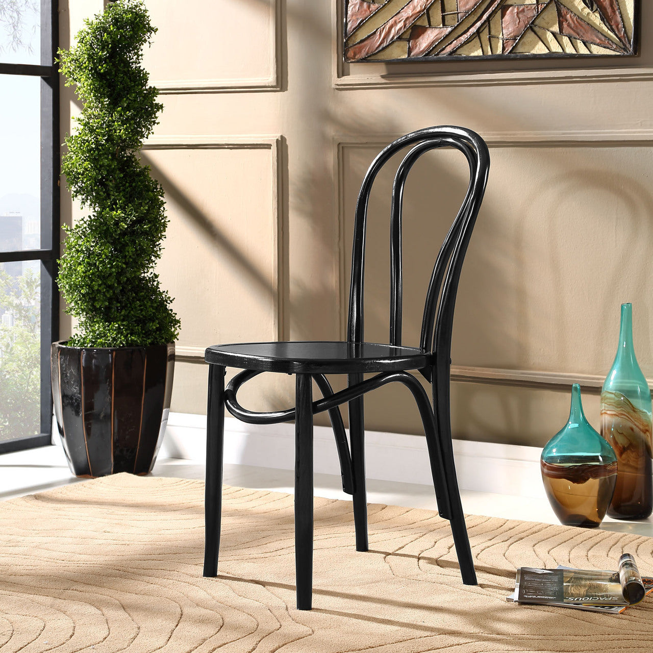 Eon Dining Side Chair, Black Wood