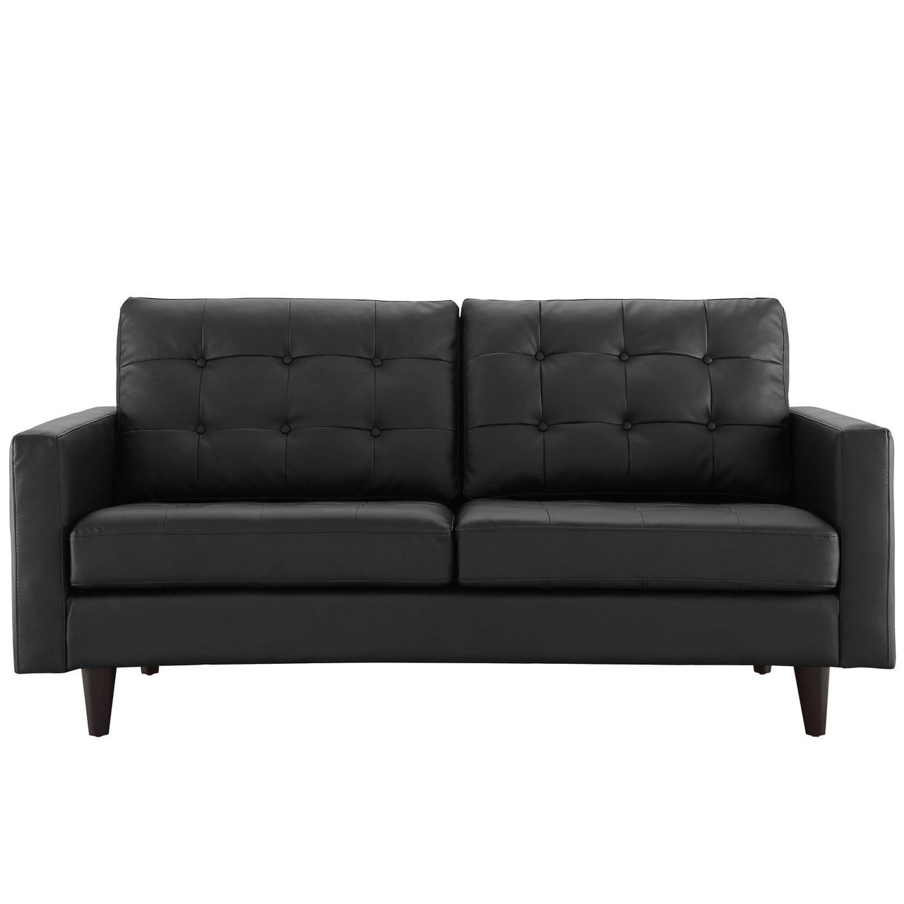 Empress Loveseat, Black Leather