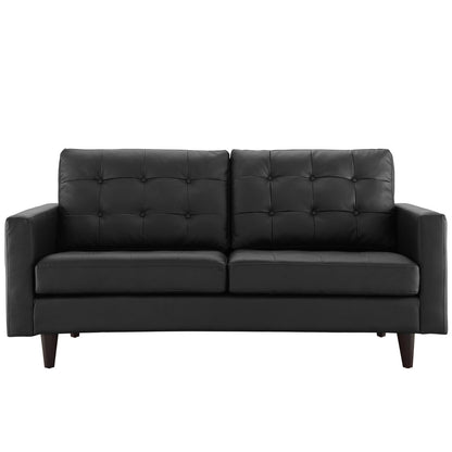 Empress Loveseat, Black Leather