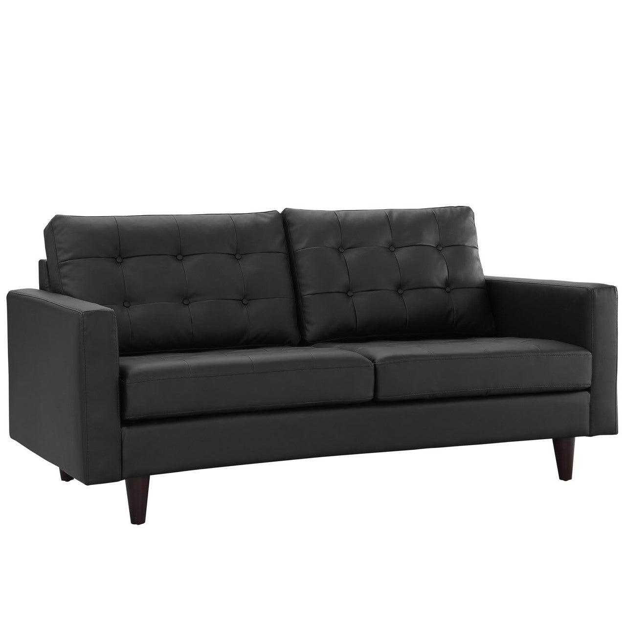 Empress Loveseat, Black Leather